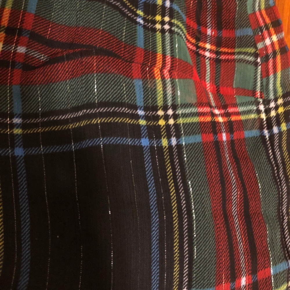 Tartan plaid ruffle sleeveless blouse